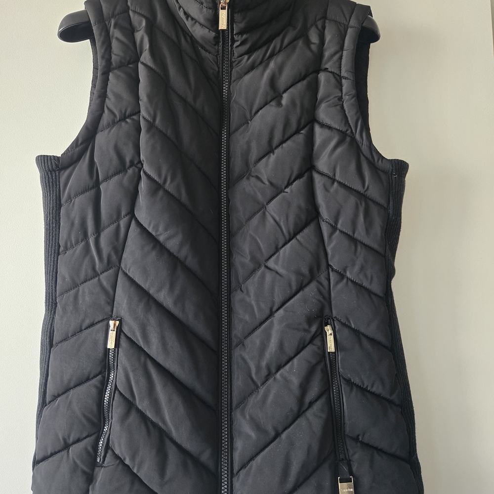 CALVIN KLEIN Black Quilted Vest with Gold Details